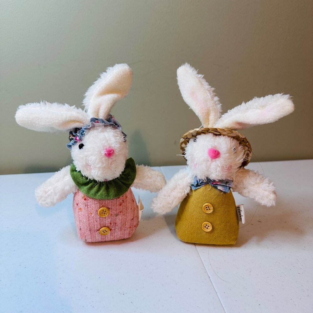 Set of 2 fabric Easter bunnies Easter decoration Spring tiered tray Easter bunny